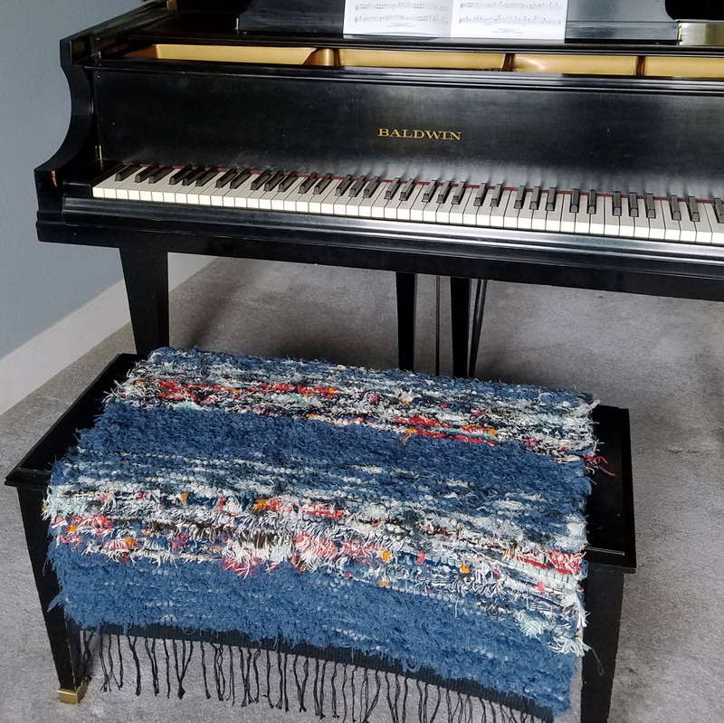 “I put one of Kathy’s smaller rugs on our piano bench, and it’s allowing me to play longer and more often than ever! Never has playing the piano been so comfortable.” -Eric S.